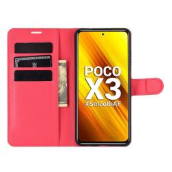 Étui cuir Pocophone X3 Pro portefeuille rouge
