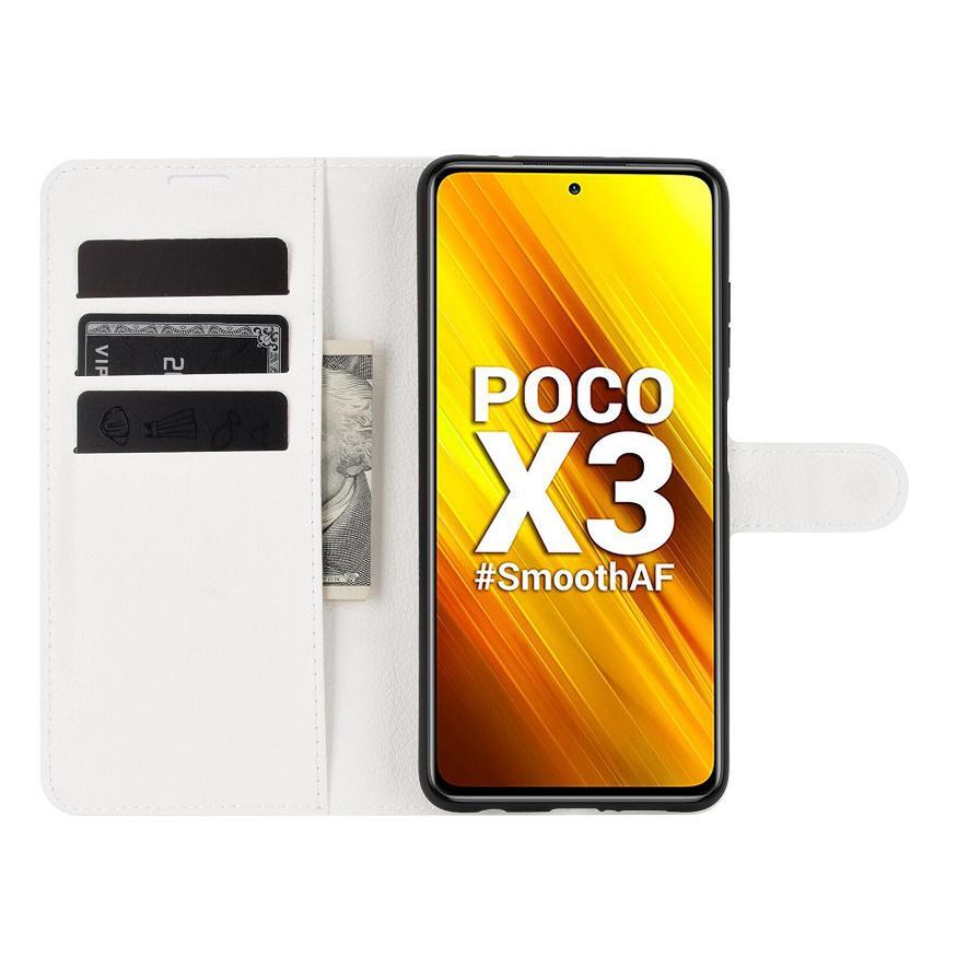 Étui cuir Pocophone X3 Pro portefeuille blanc