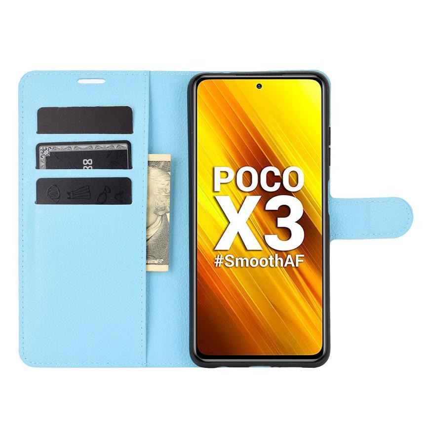 Étui cuir Pocophone X3 Pro portefeuille bleue