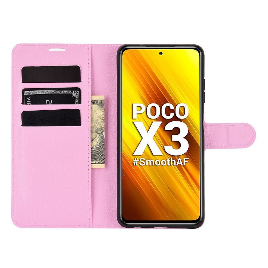 Étui cuir Pocophone X3 Pro portefeuille rose