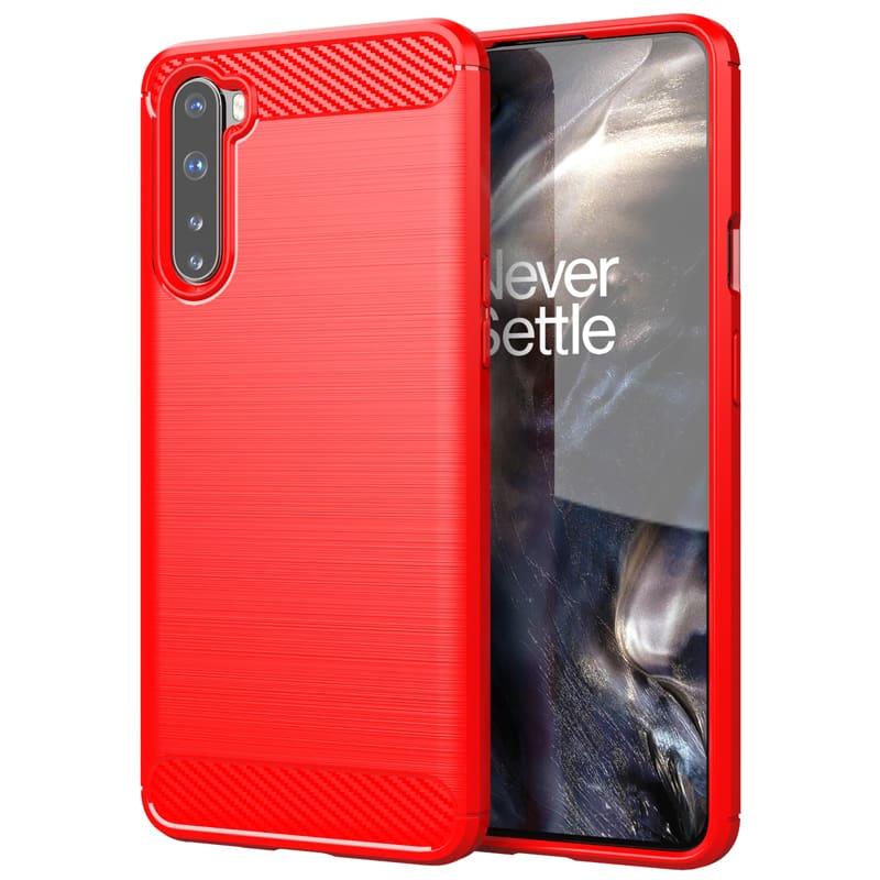 Coque Oneplus Nord TPU Carbone 3D rouge