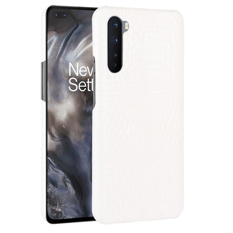 Coque Cuir Crocodile Oneplus Nord blanche